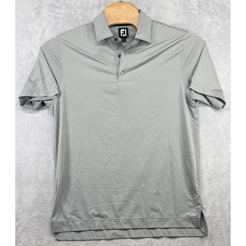 Footjoy FJ Performance Polo Shirt Gray Pokla Dot No Club Logo Men's Size M EUC